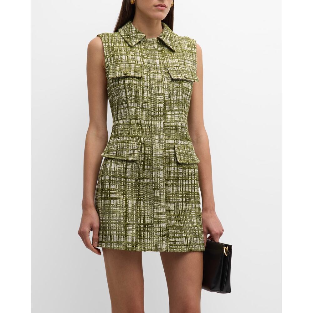 Jason Wu Sleeveless Tweed A-Line Minidress Green Size 8
